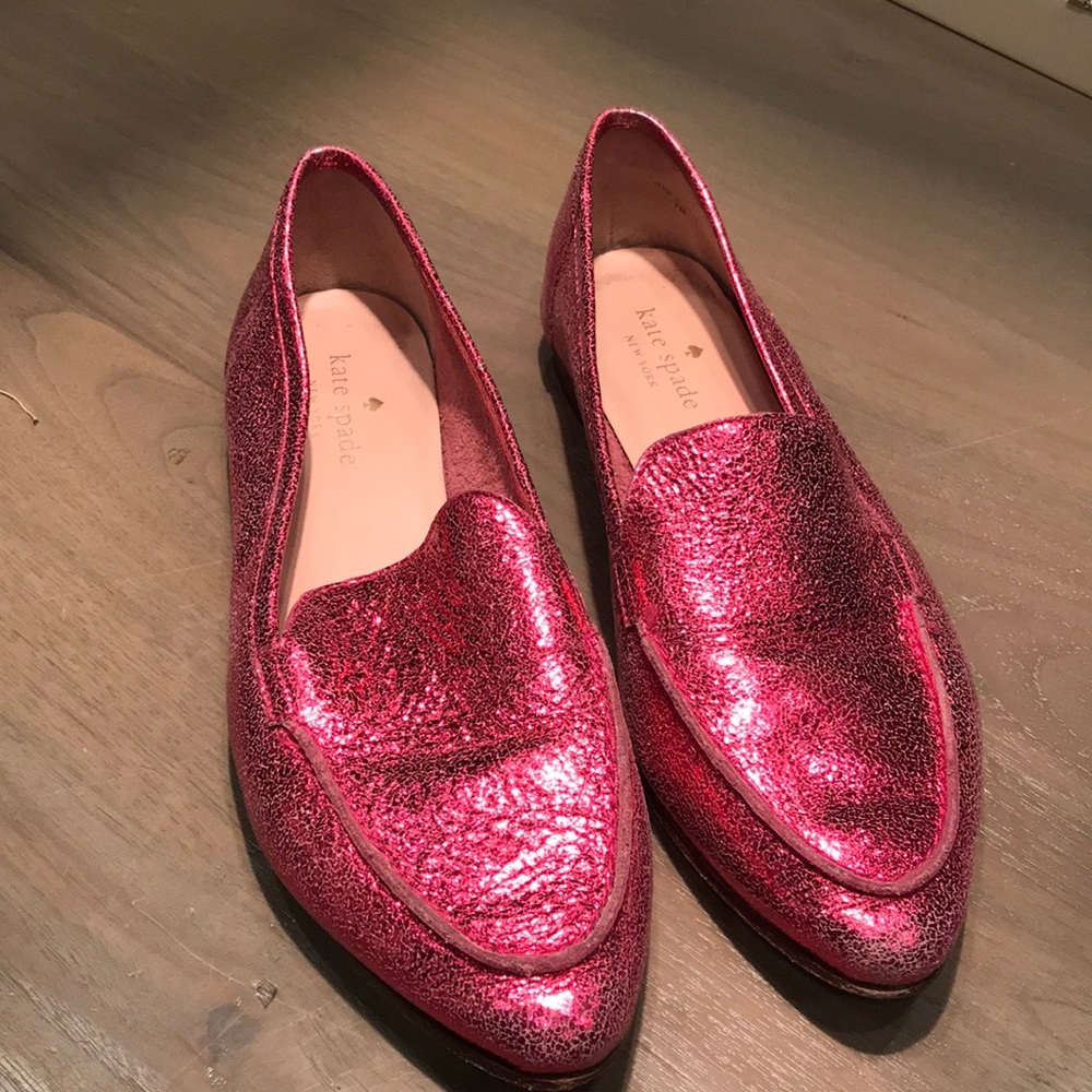 Kate Spade Hot Pink Metallic Loafers